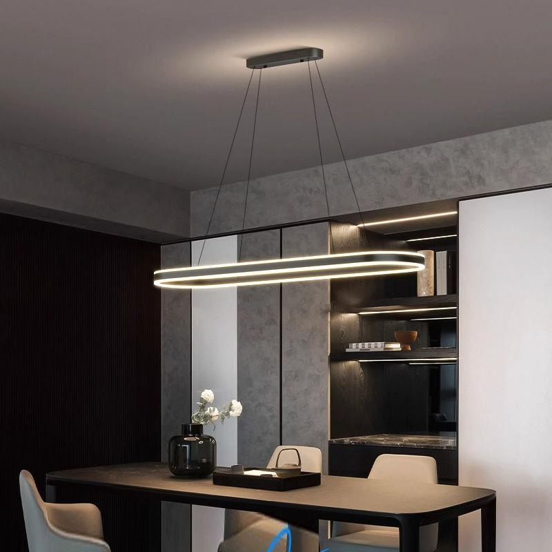 餐厅吊灯现代简约一字长条灯极简新款2023新款餐桌简约岛台吧台灯