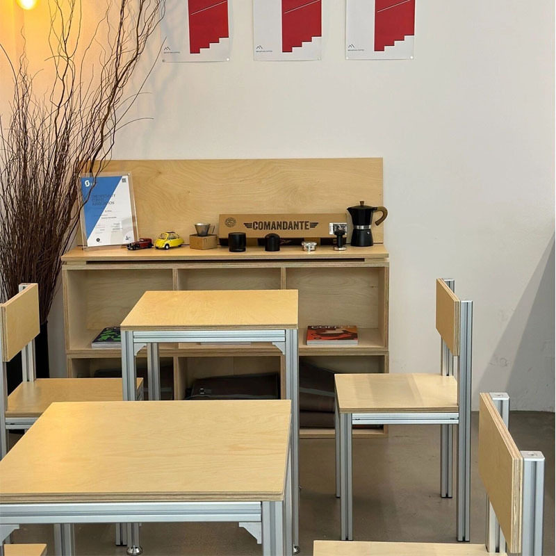 工业风方形实木餐桌椅组合