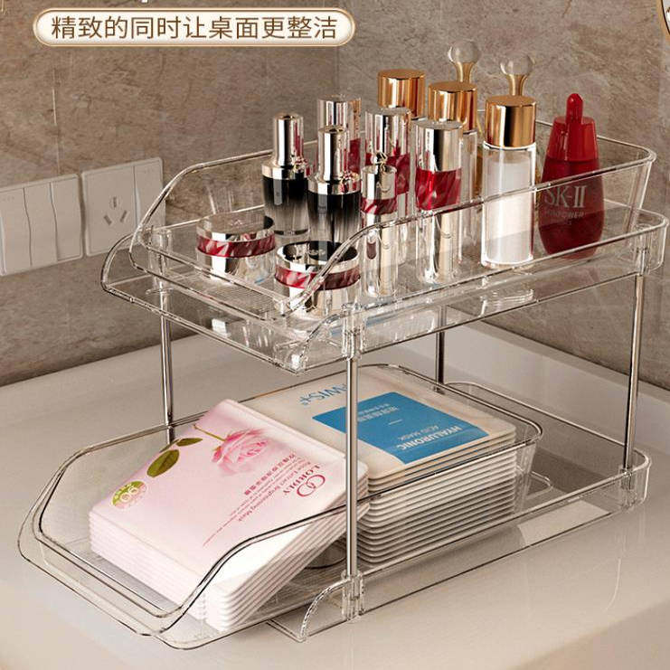 护肤品整理盒化妆品收纳盒透明桌面梳妆台香水口红多层置物架浴室