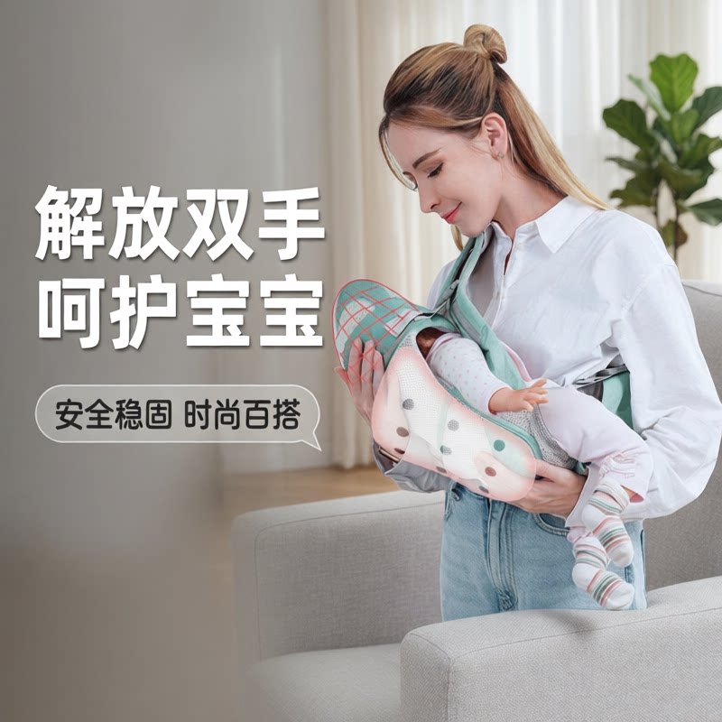 一个人带娃神器婴儿背带腰凳可收纳宝宝腰凳横抱式前后两用抱娃新