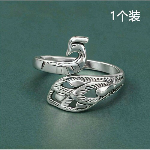 带线神器创意复古开口孔雀戒指民族做旧钩针钩毛线戒指女编织工具