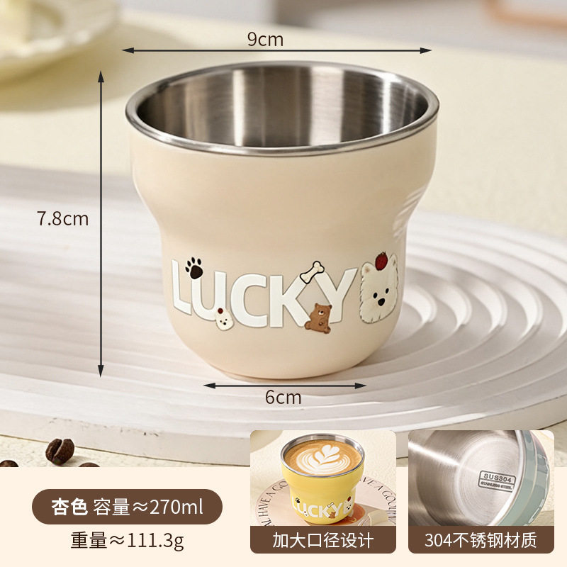 手握精致咖啡杯带盖高颜值迷你杯双层杯304不锈钢随手杯办公室杯