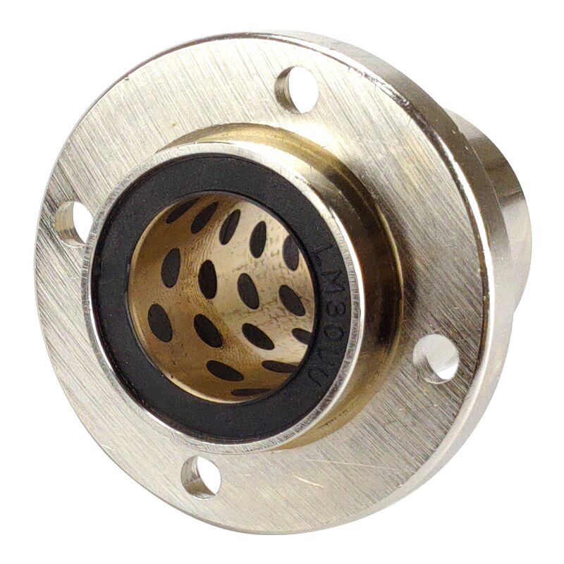 外钢内铜嵌入式圆法兰石墨铜套直线轴承LMFP12 16 20 25 30 35UU