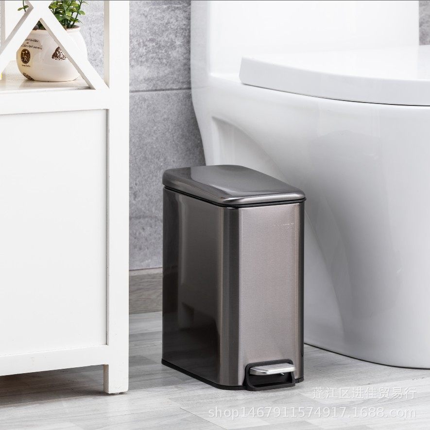 夹缝厕所脚踏不锈钢垃圾桶长方形带盖子客厅化妆室窄脚踩家用洗手,家庭/个人清洁工具,垃圾桶,淘宝优惠券,粉丝福利购,淘宝优惠卷