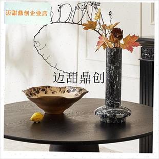 中式轻奢设计金色玻璃果盘I摆件餐桌家具展厅装饰前台接待糖果盘,