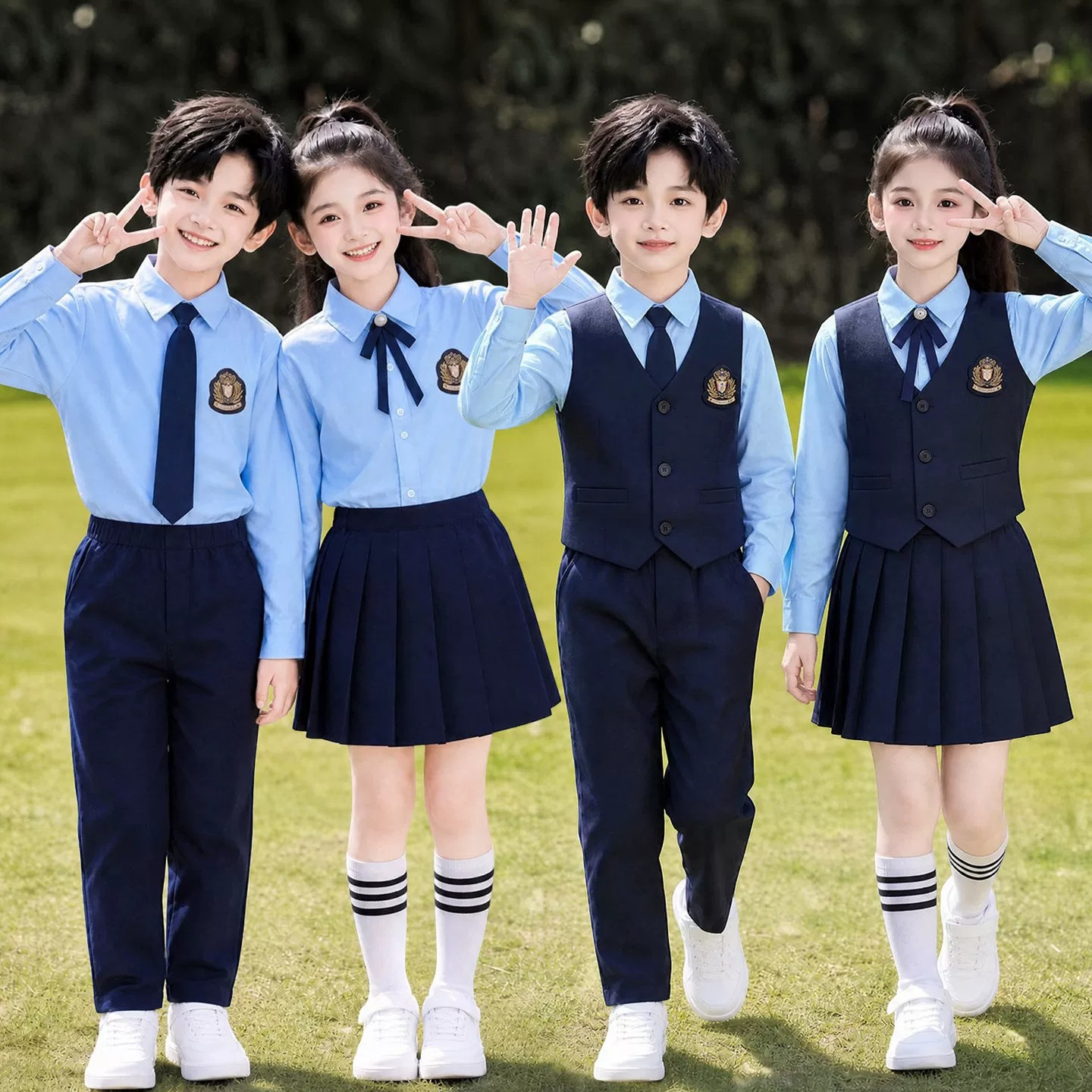国庆儿童合唱爱国诗歌朗诵演出服男女童初中小学生演讲比赛礼服装