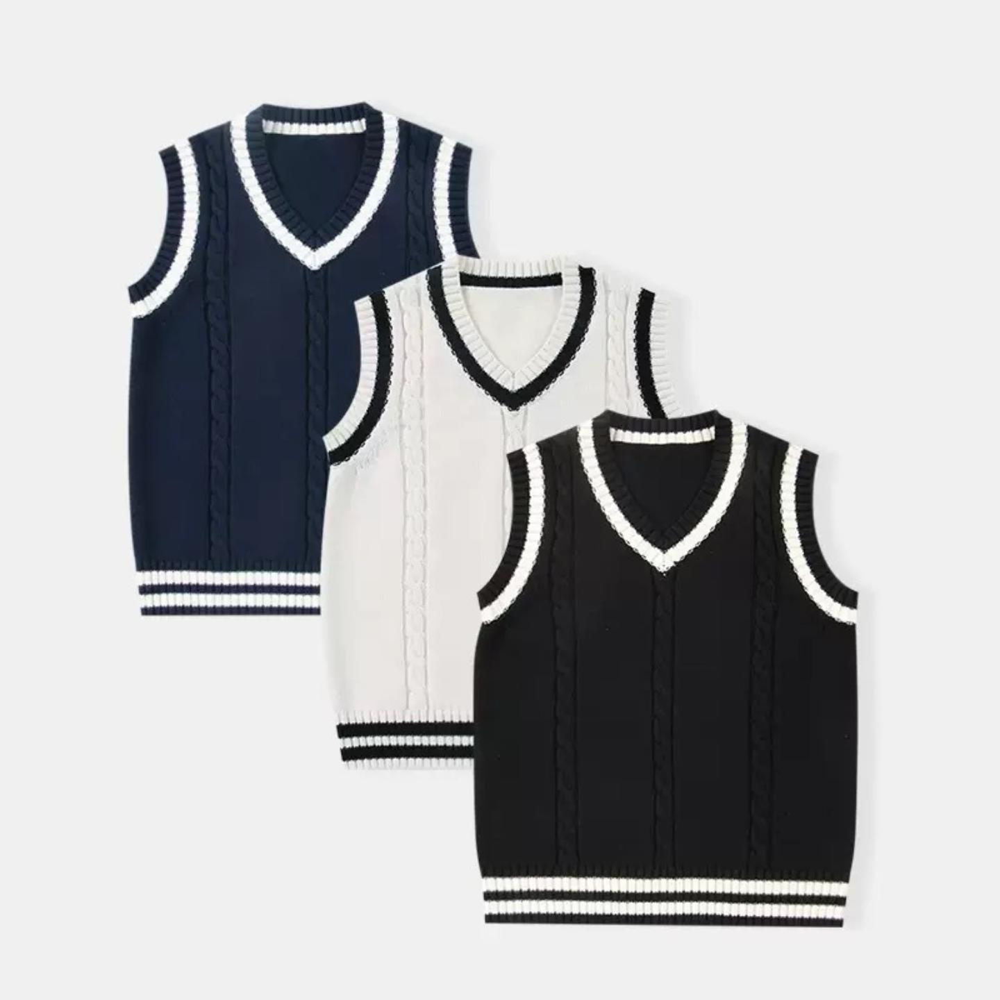 现货童装毛衣学生校服背心男童