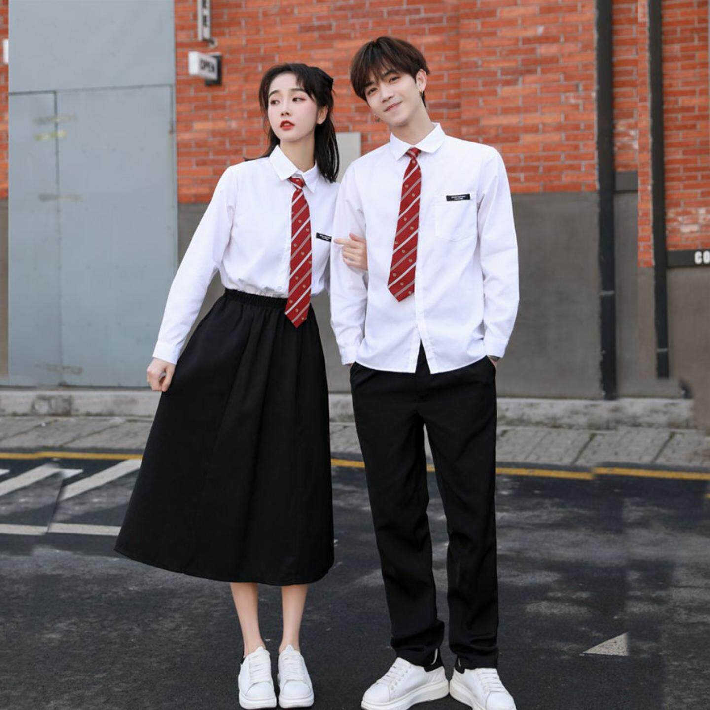 班服套装高中学生学院风秋校服白