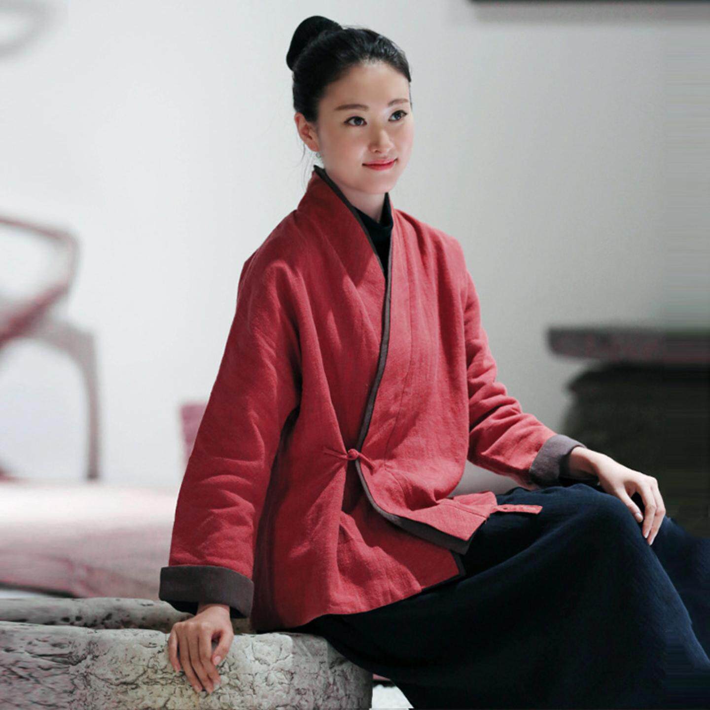 盘扣唐装棉麻改良汉服茶人服女