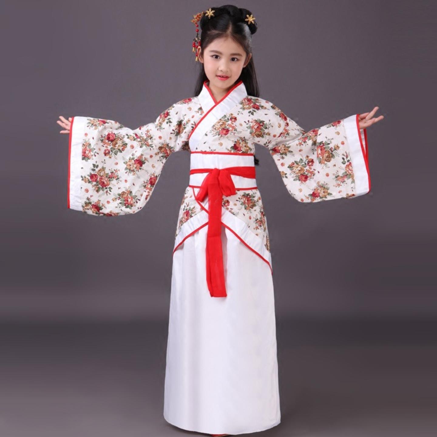 新款儿童汉服曲裾书童三字经