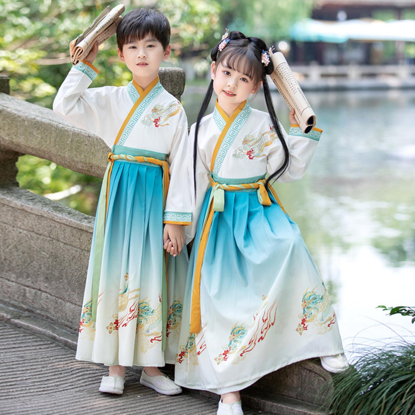 儿童古装汉服唐装中小学生三字经
