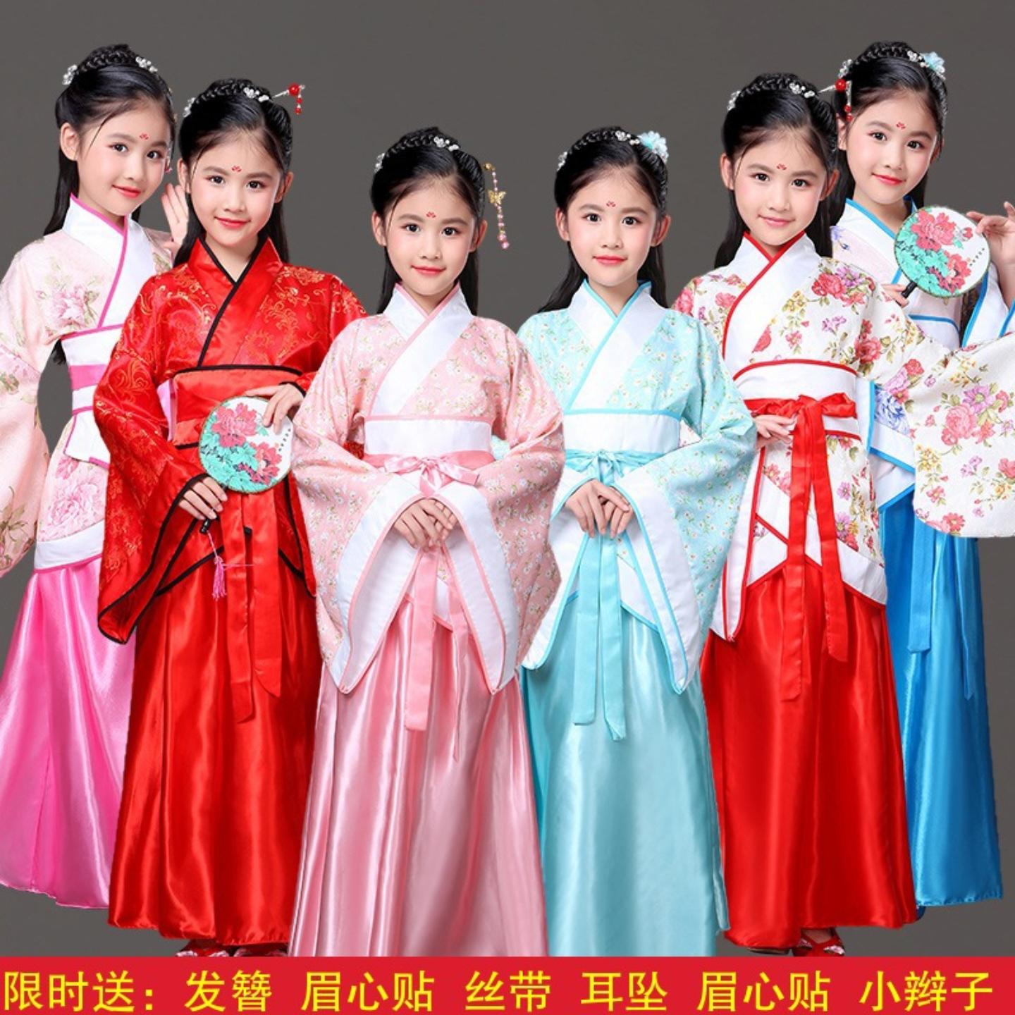 儿童古装裙装汉服七仙女贵妃改良