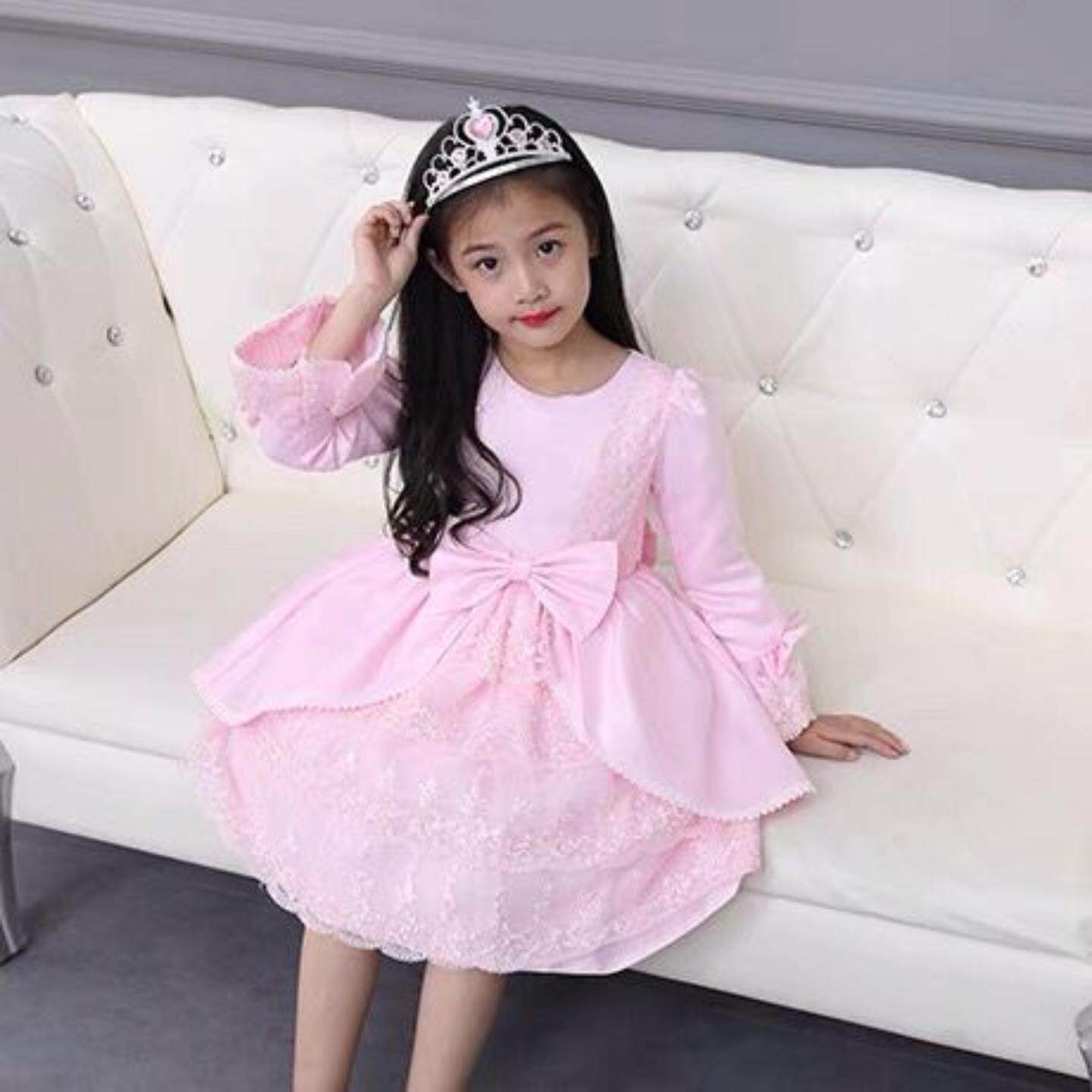 女童长袖公主裙儿童连衣裙花童礼服演出服钢琴表演服外贸特价清仓