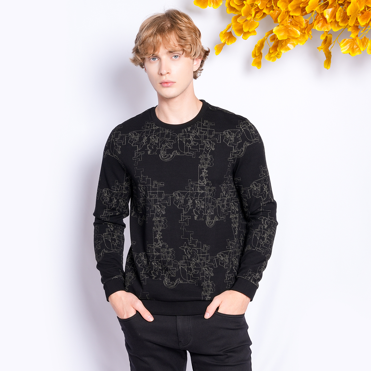 宾度秋冬轻奢男士满版卫衣