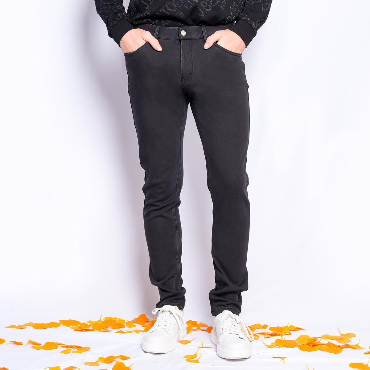 宾度男士独家字母牛仔长裤