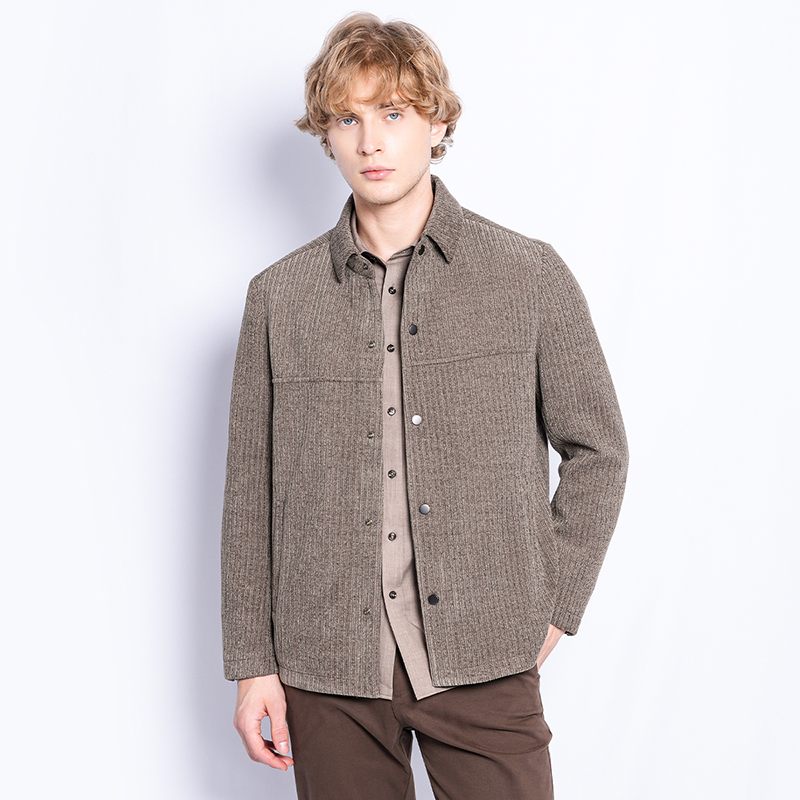 宾度男士羊毛混纺翻领夹克