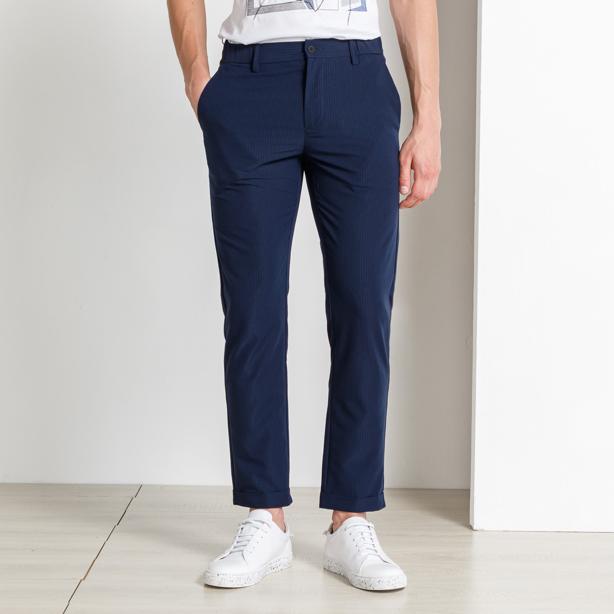 J.benato/宾度斜纹双色九分裤