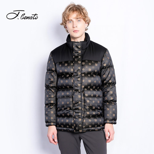 宾度男装黑金加厚休闲羽绒服