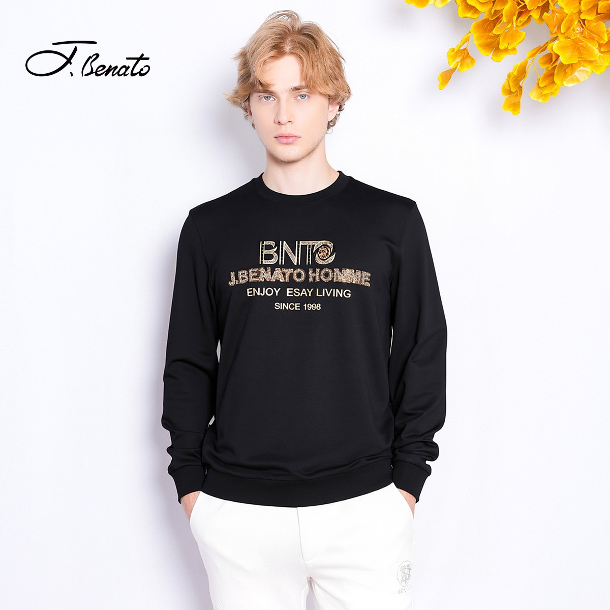 宾度男装秋冬季男士高端休闲长袖卫衣男圆领时尚字母烫银保暖外套,男装,卫衣,淘宝优惠券,粉丝福利购,淘宝优惠卷