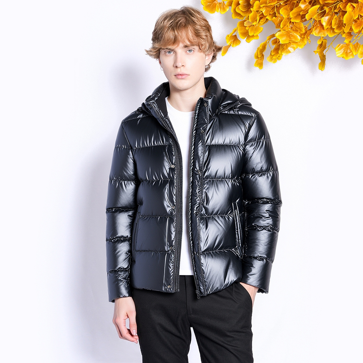 宾度男士短款亮面羽绒服