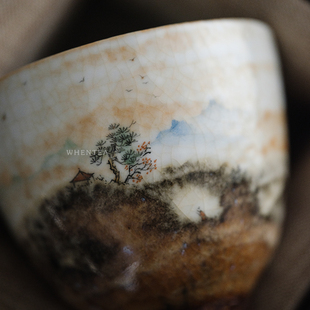 闻说火烧云景德镇市手绘主人单杯 日式茶盏纯手工功夫茶杯品茗杯