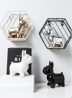 陶瓷存钱罐北欧风格法斗狗家居储蓄罐桌面摆件创意陶瓷软装摆件