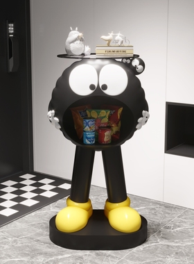 千与千寻卡通黑煤球落地摆件客厅大型沙发旁边几艺术高级家居饰品