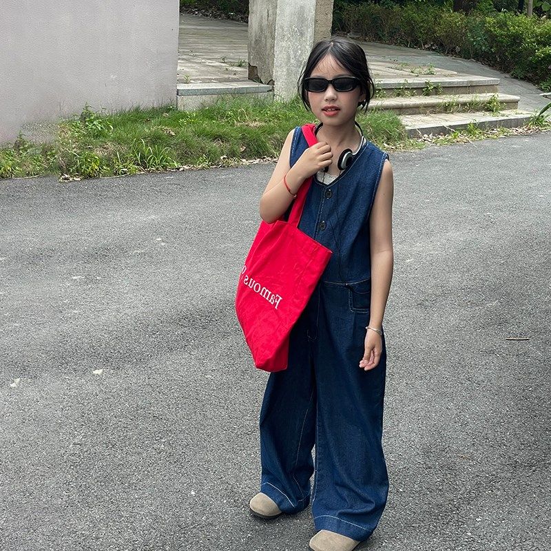 女童牛仔背带裤2025春秋新款中大童洋气百搭阔腿裤儿童宽松连体裤,童装/婴儿装/亲子装,儿童牛仔裤,淘宝优惠券,粉丝福利购,淘宝优惠卷