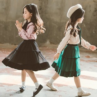 女童洋气连衣裙套装春秋装3四4五5六6七7十8到10岁小女孩公主裙子