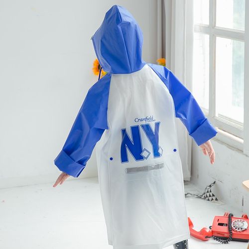 儿童可爱防水全身雨衣带口袋男童女童加厚撞色户外徒步背包雨披