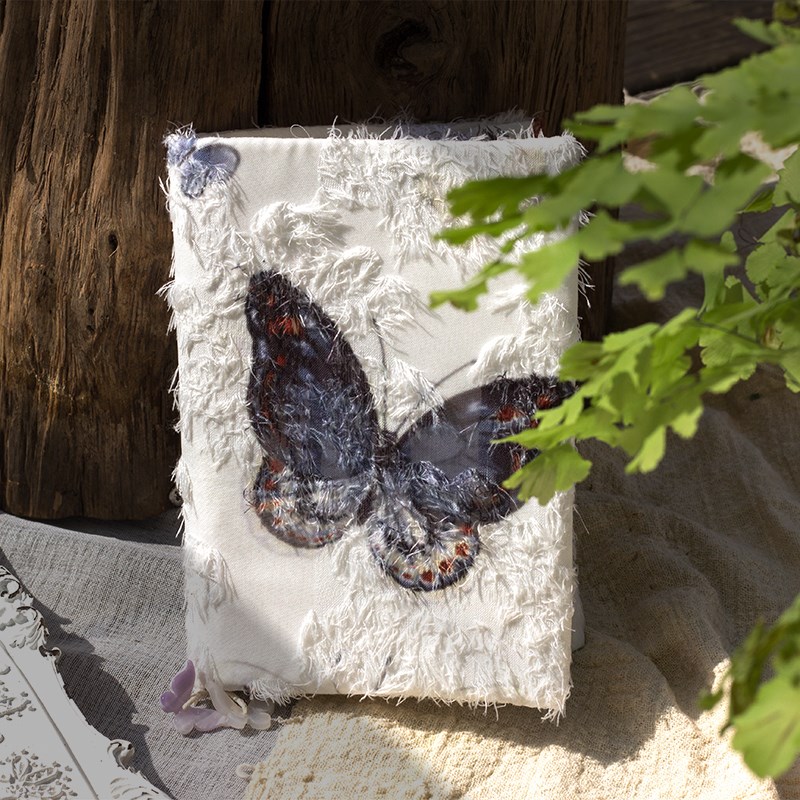 墨下【蝴蝶系列】A6女生布艺书衣手帐本空白笔记本子手账本日记本