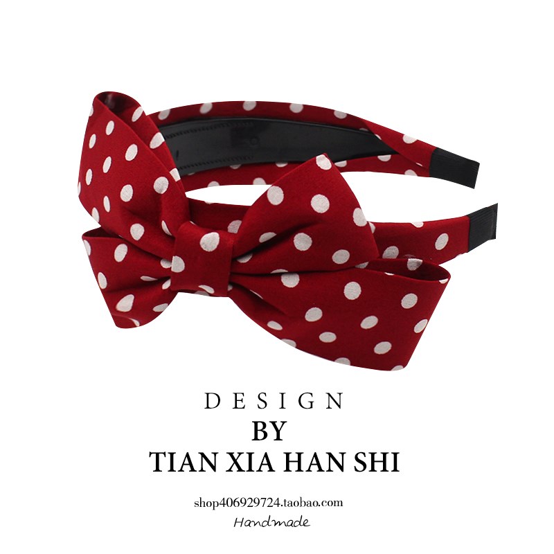韩国小女孩宽边蝴蝶结发箍儿童防滑带齿轮公主布艺发卡红色头箍潮