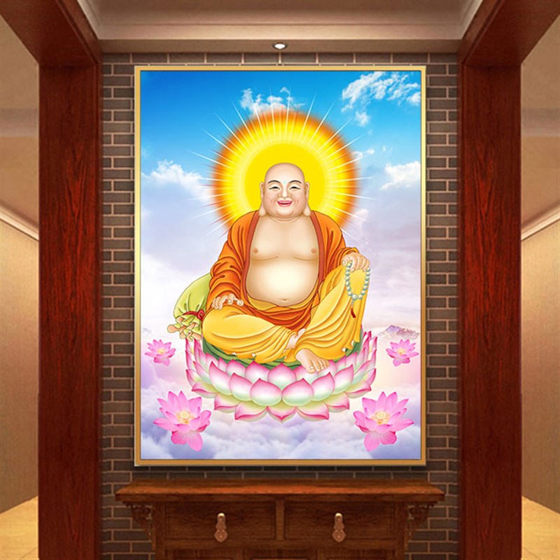 多款弥勒佛挂画金色佛像有相框人物客厅单幅平面喜庆飞天高清喷绘