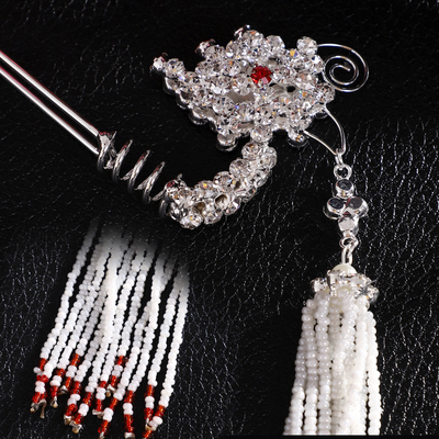 戏曲京剧水钻头饰凤挑 仿点绸凤头青衣花旦加长米珠挑凤 步摇发钗