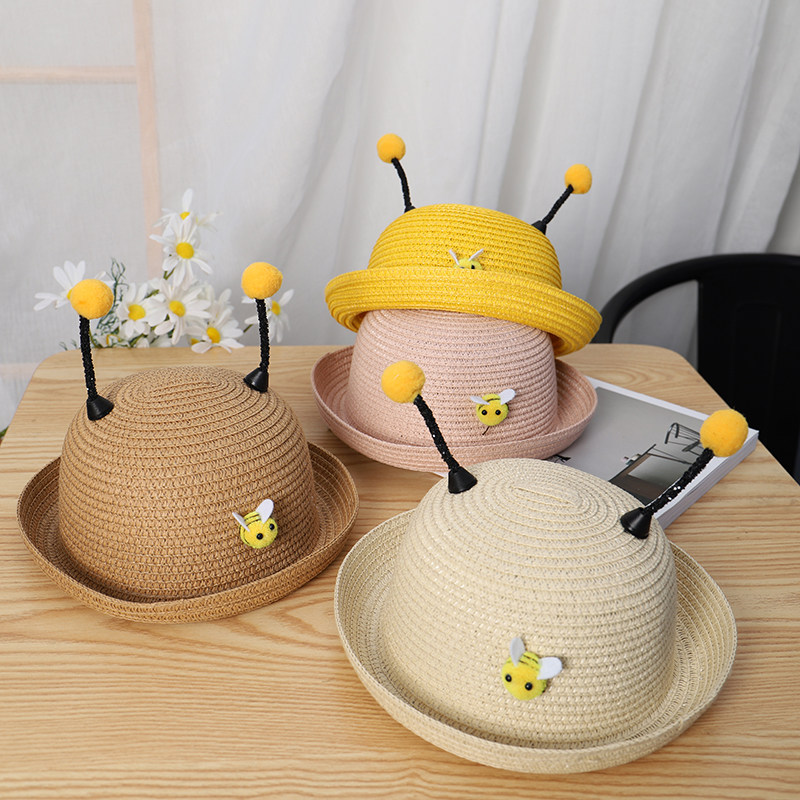 儿童草帽男童遮阳帽宝宝夏天太阳帽可爱超萌款防晒女童沙滩帽子潮