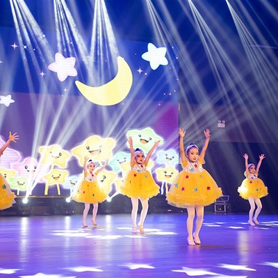 新款儿童蓬蓬裙幼儿我们都是小星星舞蹈演出服可爱宝贝黄色连体裙