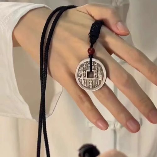 新款道家新中式吊坠项链男潮吊坠项坠挂件仿古复古平安扣饰品项链