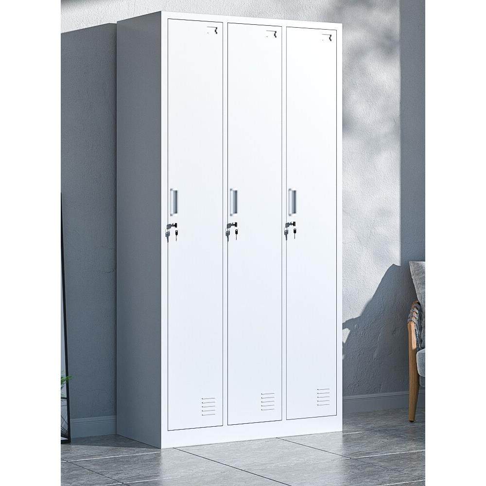 加厚三门铁皮衣柜办公室更衣柜带锁浴室健身房宿舍员工储物柜柜子,商业/办公家具,更衣柜,淘宝优惠券,粉丝福利购,淘宝优惠卷