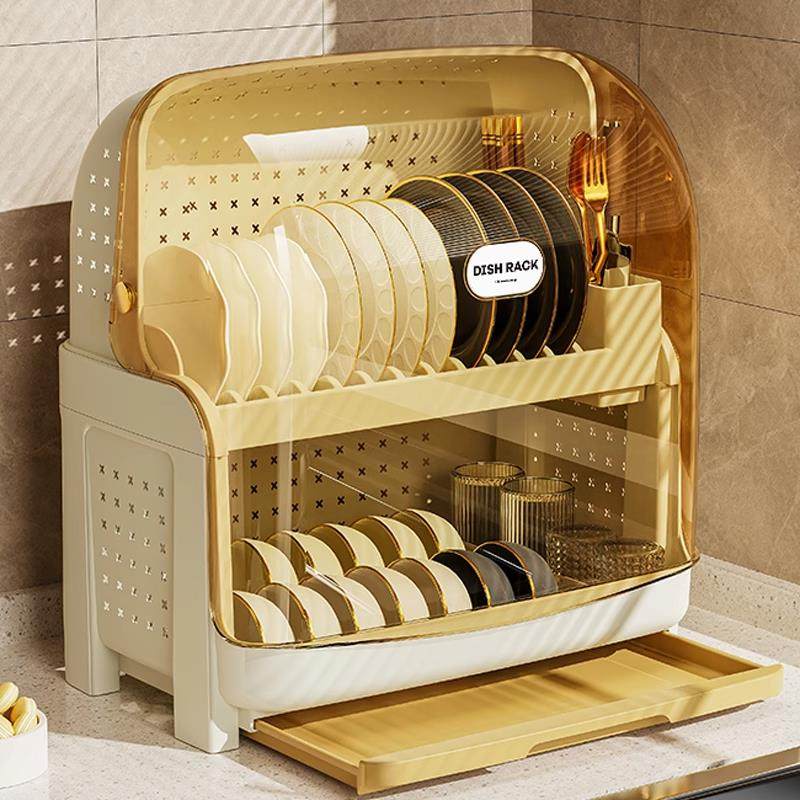 厨房碗碟收纳层架碗筷餐具收纳盒带盖子双层放餐具碗盘柜家用沥水,厨房/烹饪用具,碗架,淘宝优惠券,粉丝福利购,淘宝优惠卷
