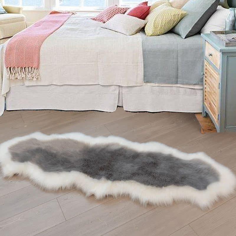 民宿彷羊绒女孩卧室床边地毯简约现代ins风坐垫加厚室内地垫灰色