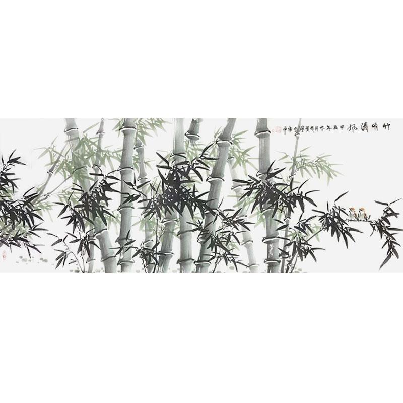 纯手绘国画竹子画新中式客厅背景墙装饰画水墨禅意茶室挂画