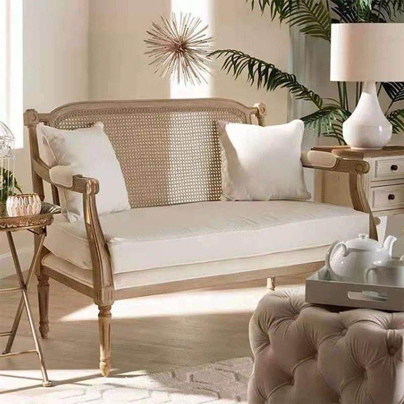 法式实木天然藤编双人位沙发覆古做旧单人休闲 椅客厅酒店别墅定,住宅家具,藤/竹沙发,淘宝优惠券,粉丝福利购,淘宝优惠卷