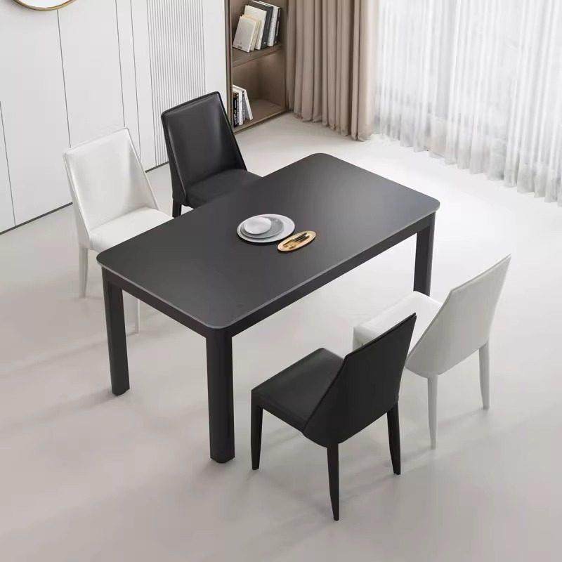 长方形加厚桌腿岩板餐桌现代简约纯黑白餐桌椅组合小户型家用饭桌,住宅家具,岩板餐桌,淘宝优惠券,粉丝福利购,淘宝优惠卷