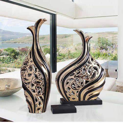 2025年新款酒柜摆件欧式艺术花瓶玄关创意陶瓷摆件客厅插花器现代