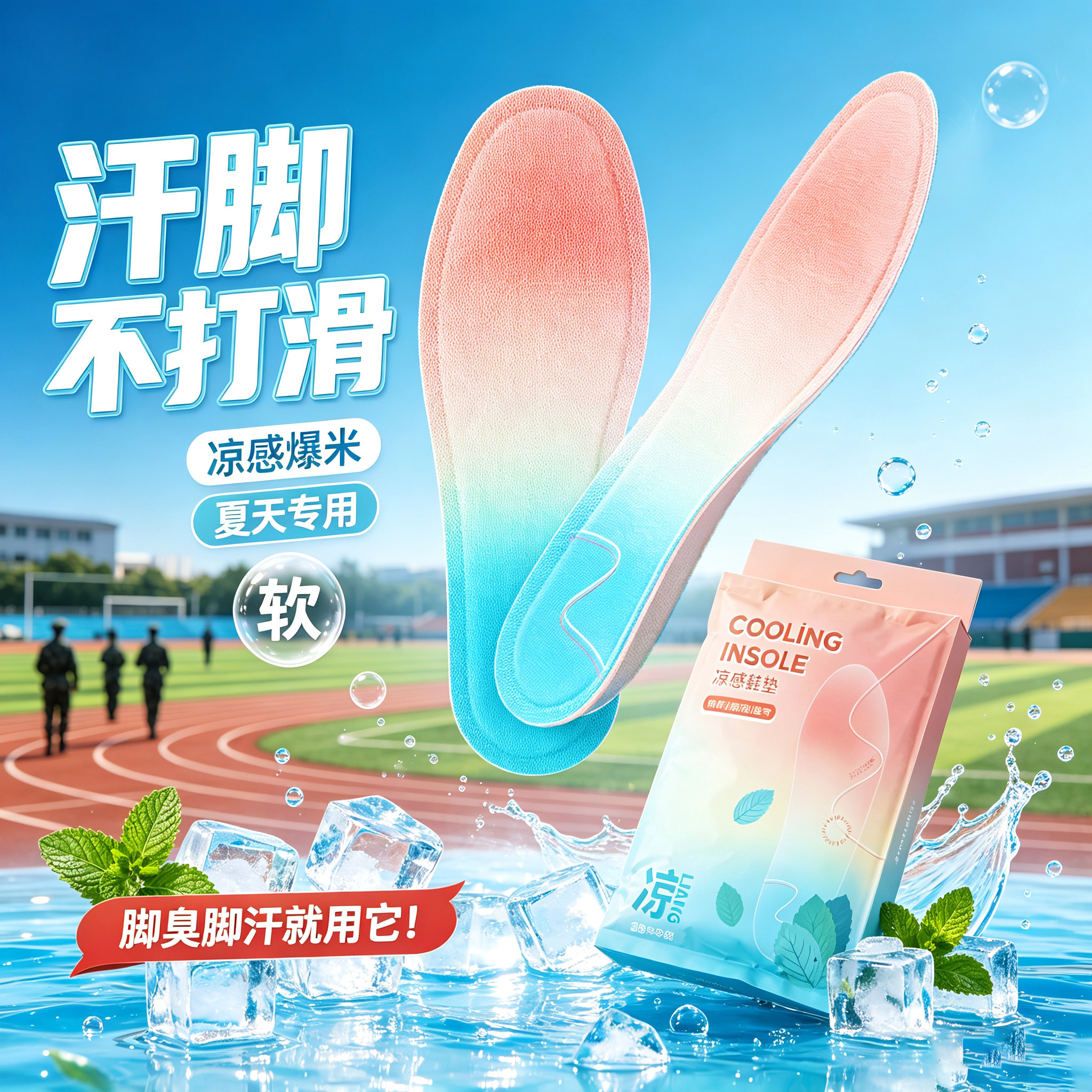 夏季冰凉鞋垫军训冰感循环降温