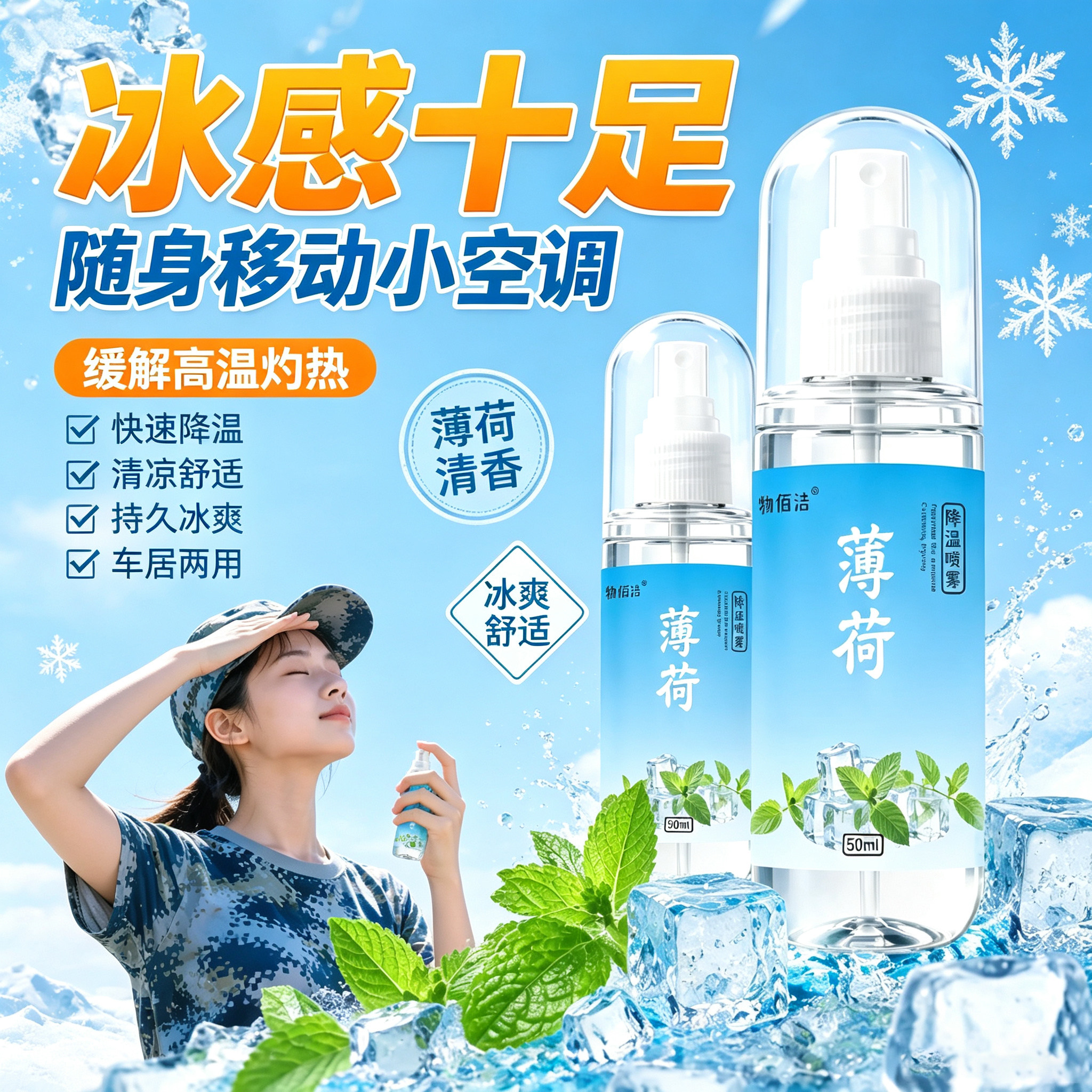 薄荷清凉草本喷雾夏户外旅行