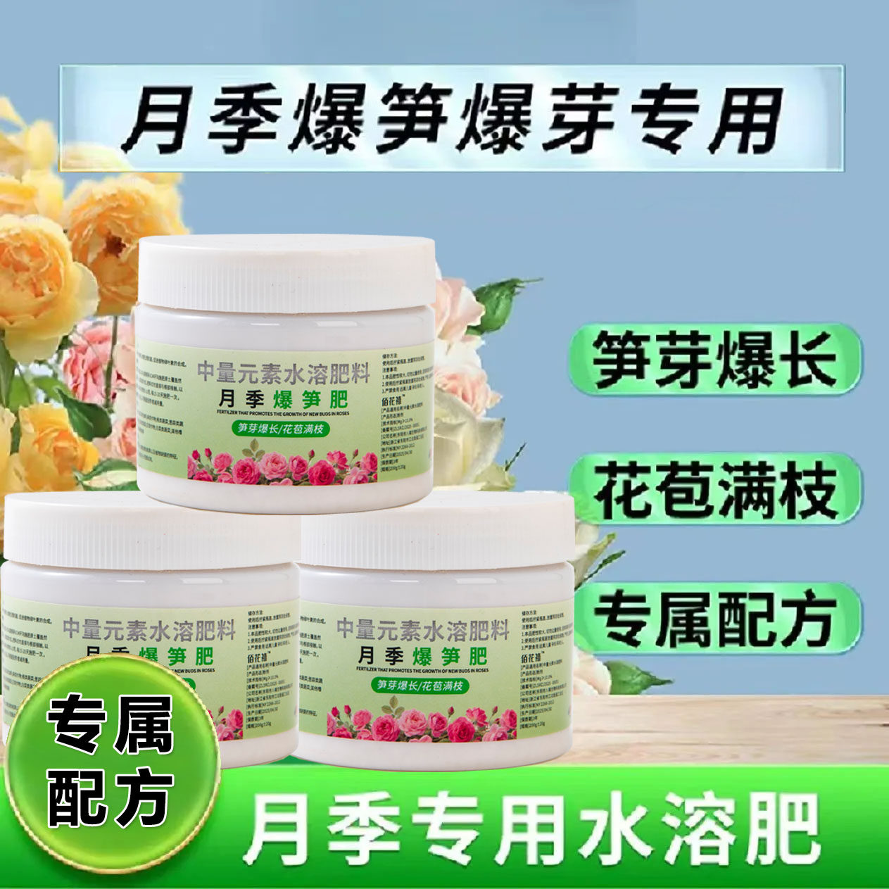 月季玫瑰爆笋肥老桩催芽开花促芽