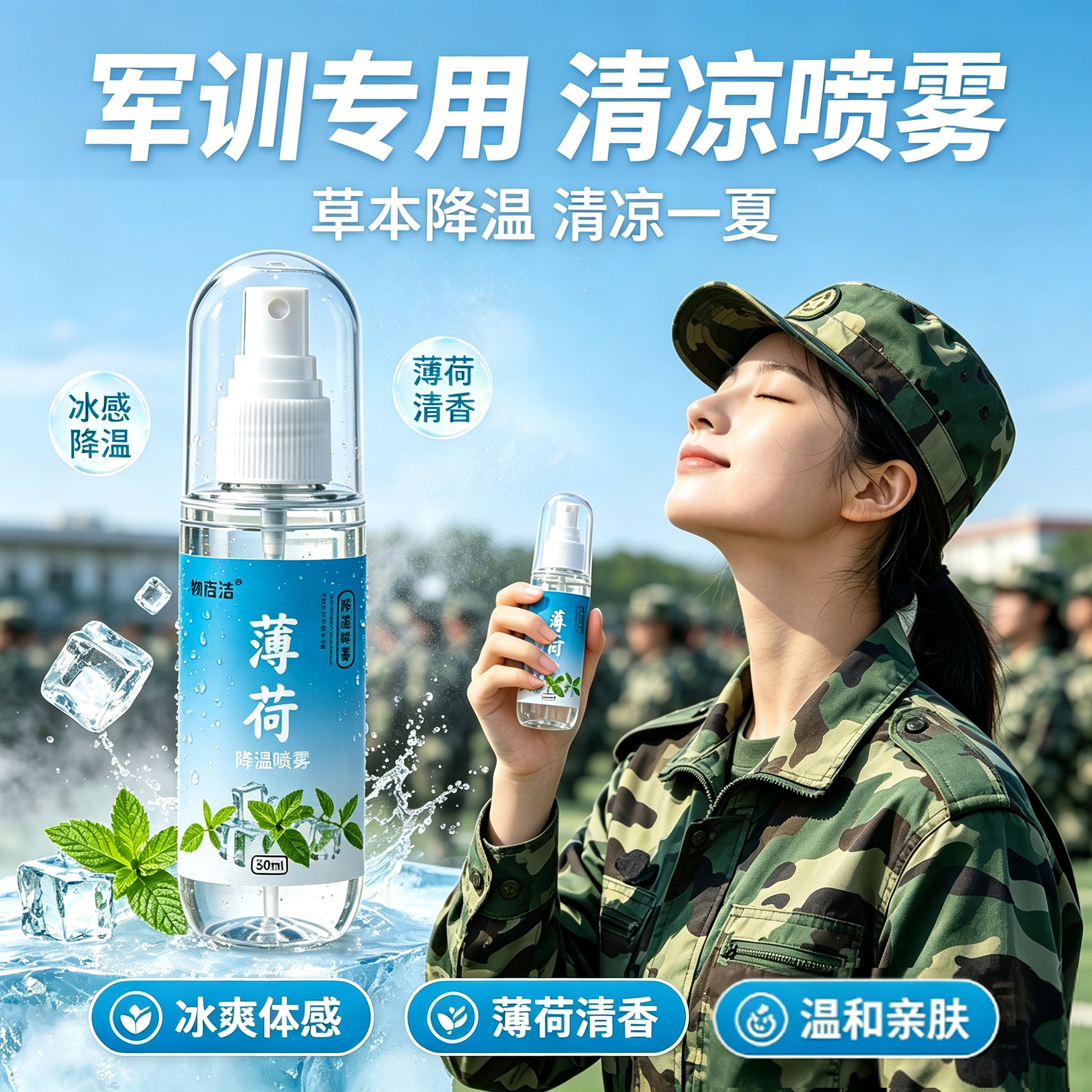 草本降温喷雾清冰凉感喷雾军训