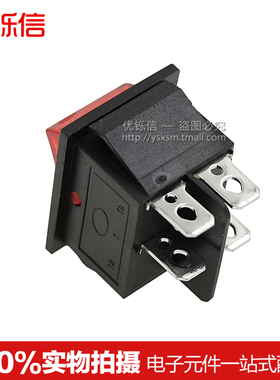 带灯 红色 KCD4 船型开关 船形开关 4脚 2档 16A 250V 31x25mm