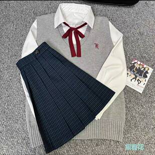 格裙背心套装 猫看花jk兰苓原创正版 学院女秋冬叠穿 马甲套装